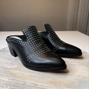 NEW 1 State Women's Lon‎ Studded Black Slip On Mules Shoes Size 9 M